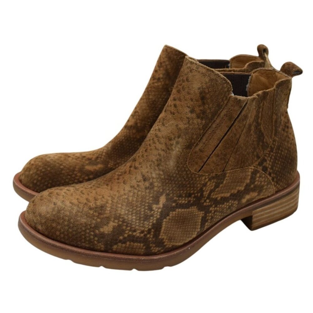 Sofft Womens 7 Bellis III Cognac Snake Leather‎ Waterproof Chelsea Boots Booties